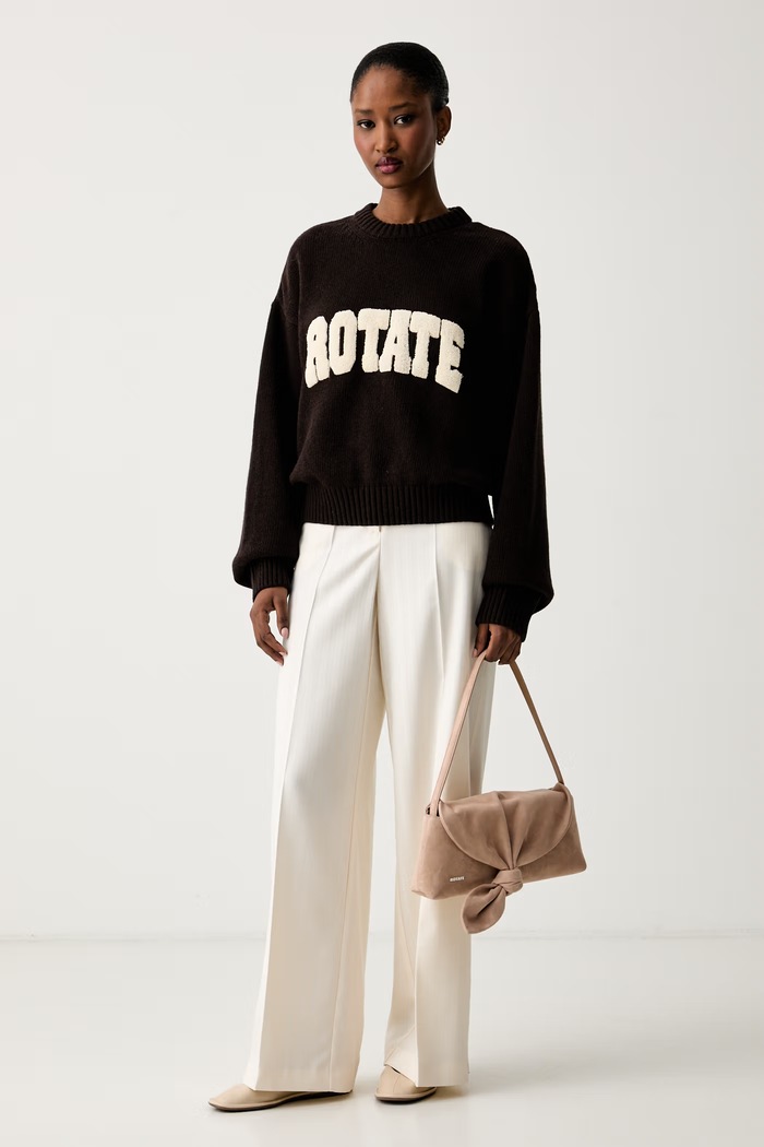 Rotate sweter damski wełniany 1165123088 brązowy AW26