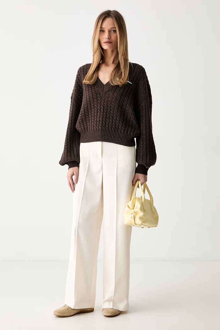 Rotate sweter damski wełniany 1164342037 brązowy AW26