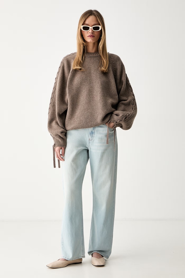 Rotate sweter damski wełniany 1147411078 brązowy AW26