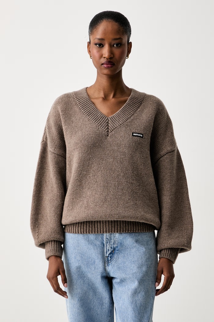 Rotate sweter damski wełniany brązowy 1151411078