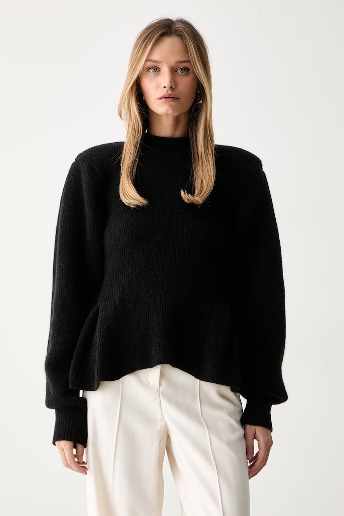 Rotate sweter damski z wełną czarny 116871100