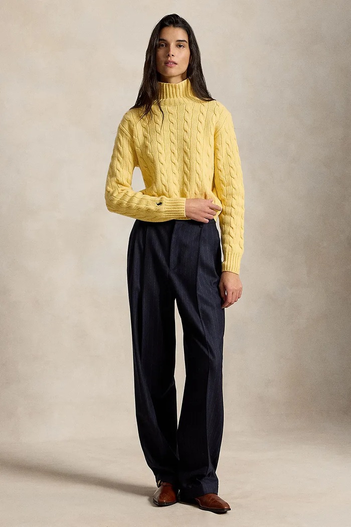 Odzież Polo Ralph Lauren sweter damski wełniany 211B17734 żółty
