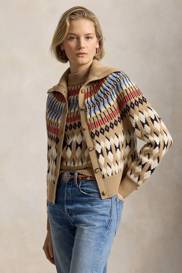 Polo Ralph Lauren Kardigan damski wełniany multicolor 211B17730