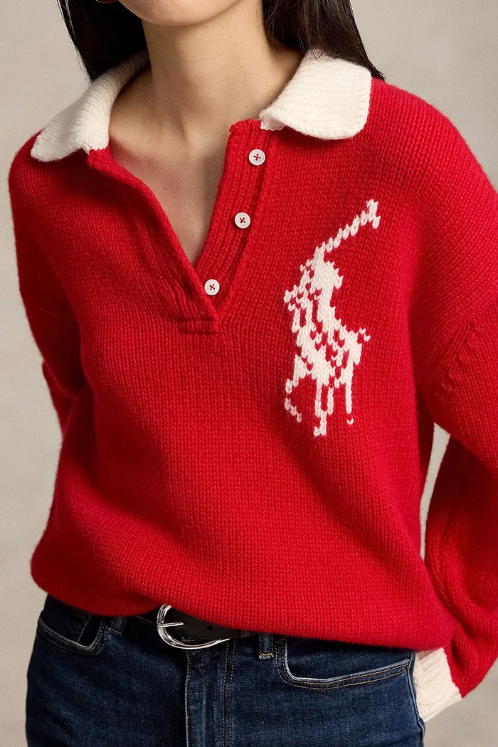 Polo Ralph Lauren sweter damski wełniany czerwony 211B17749