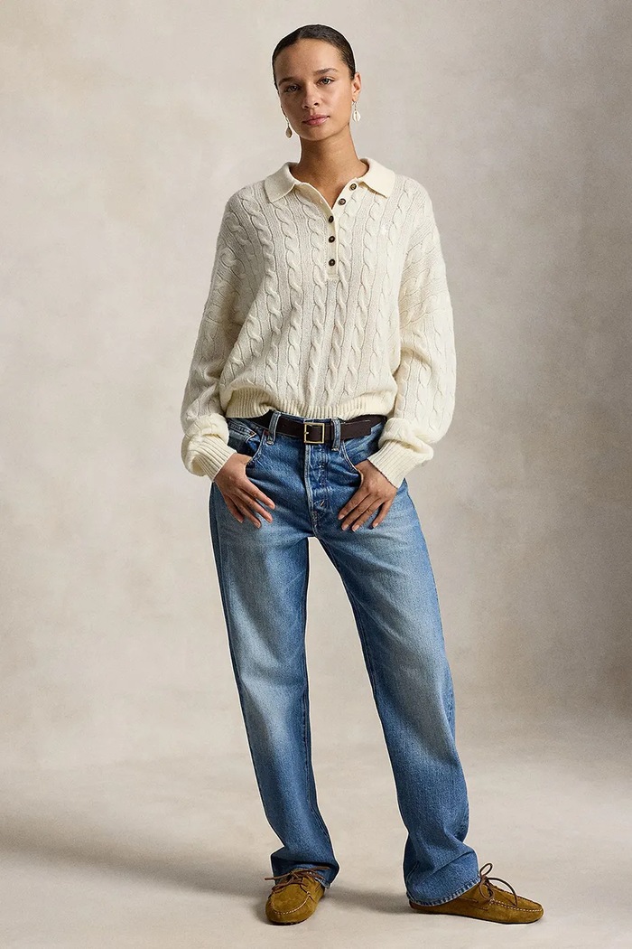 Ρούχα Polo Ralph Lauren πουλόβερ γυναικείο μάλλινο 211B17767 μπεζ
