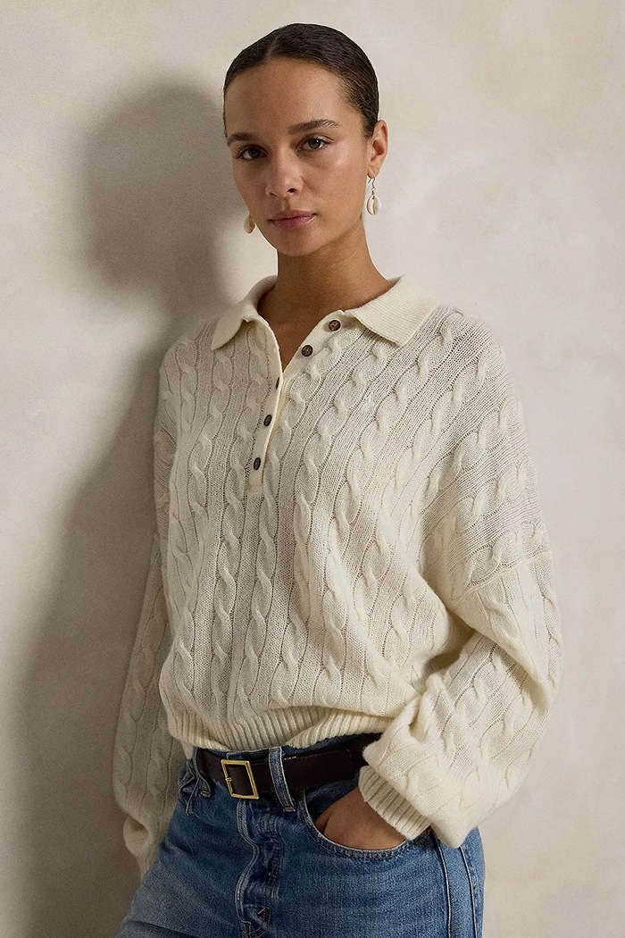 Polo Ralph Lauren πουλόβερ γυναικείο μάλλινο 211B17767 μπεζ