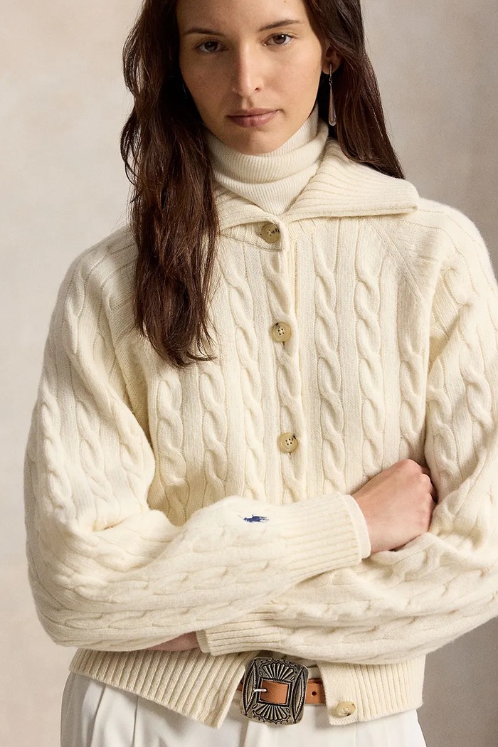 Kardigan damski wełniany Polo Ralph Lauren 211B17757 beżowy