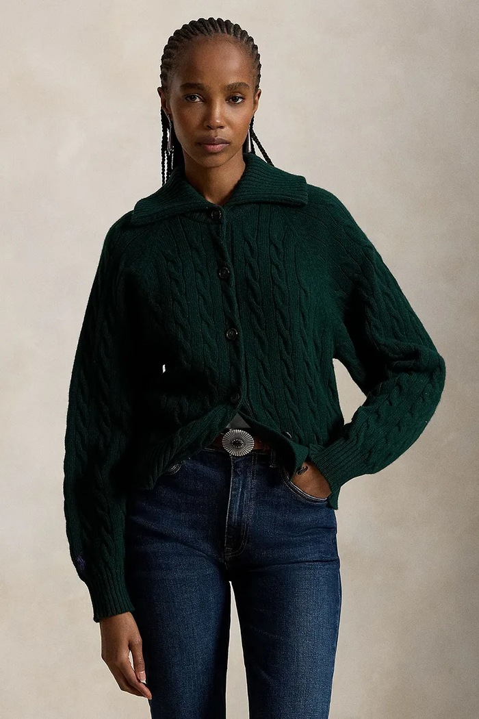 Polo Ralph Lauren Kardigan damski wełniany zielony 211B17757