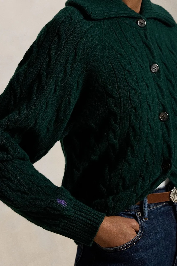 Kardigan damski wełniany Polo Ralph Lauren 211B17757 zielony