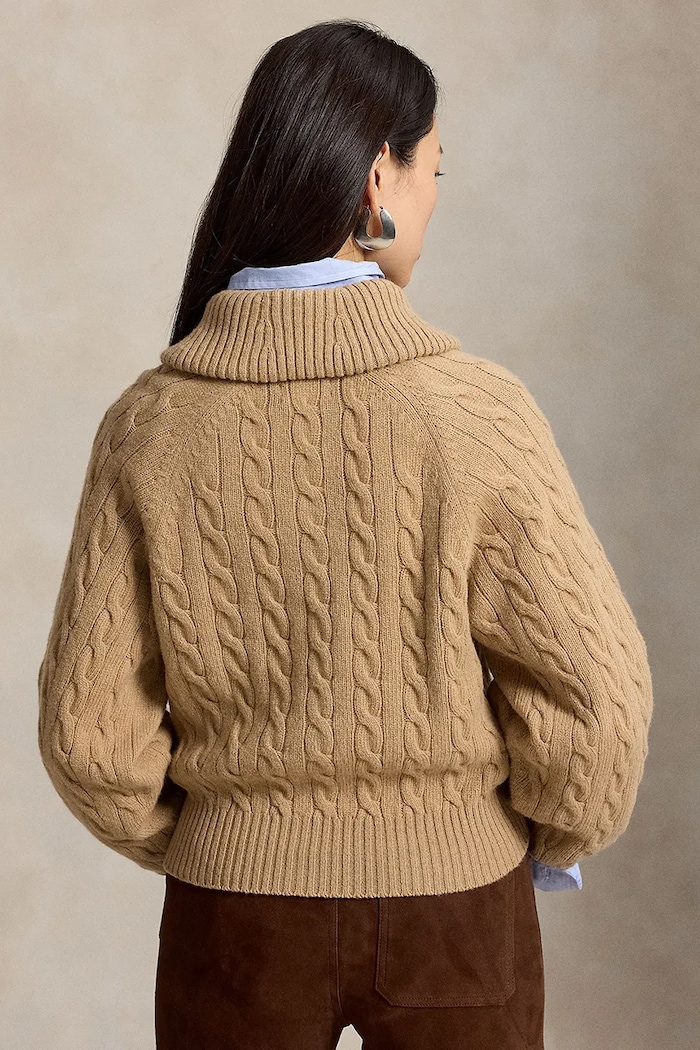 Polo Ralph Lauren Kardigan damski wełniany 211B17757 brązowy AW26