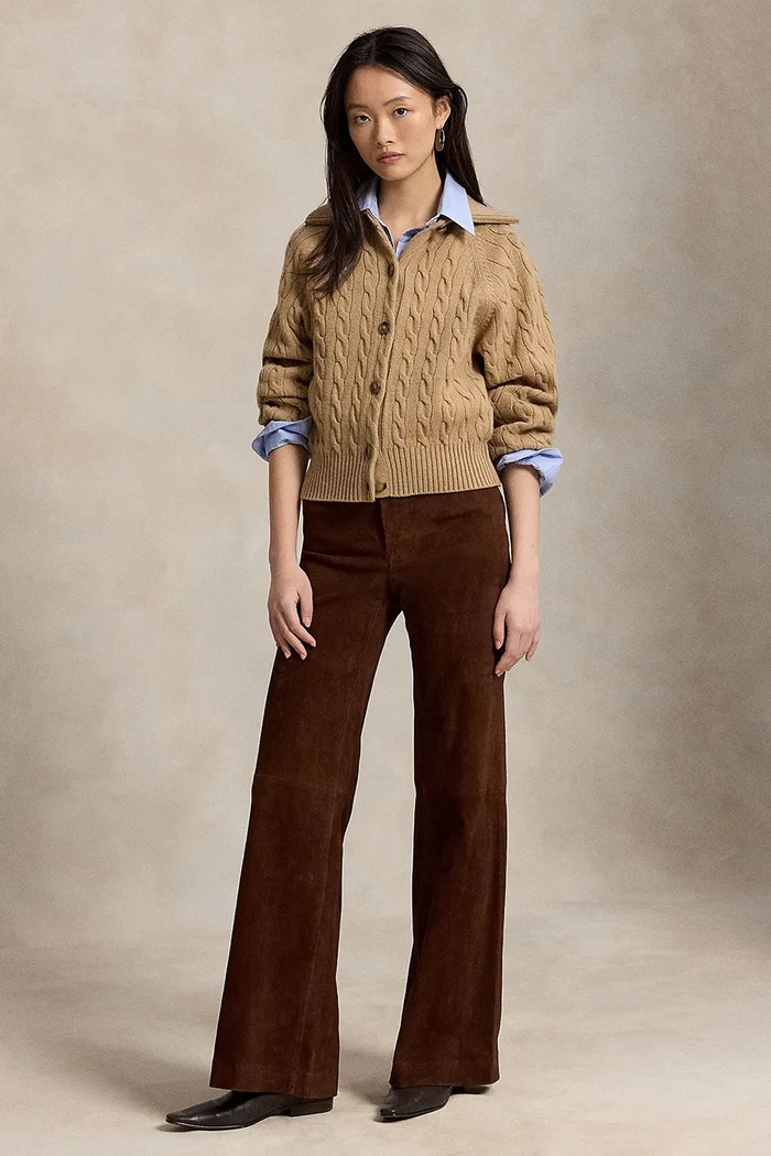 Odzież Polo Ralph Lauren Kardigan damski wełniany 211B17757 brązowy