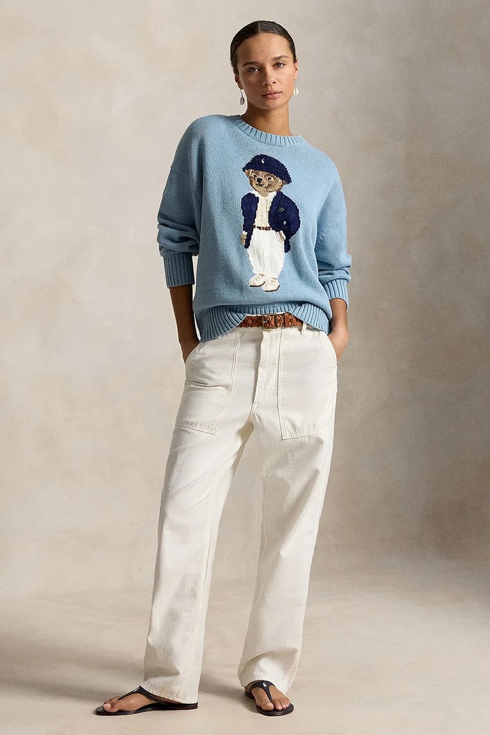 Odzież Polo Ralph Lauren sweter damski bawełniany 211B17743 niebieski