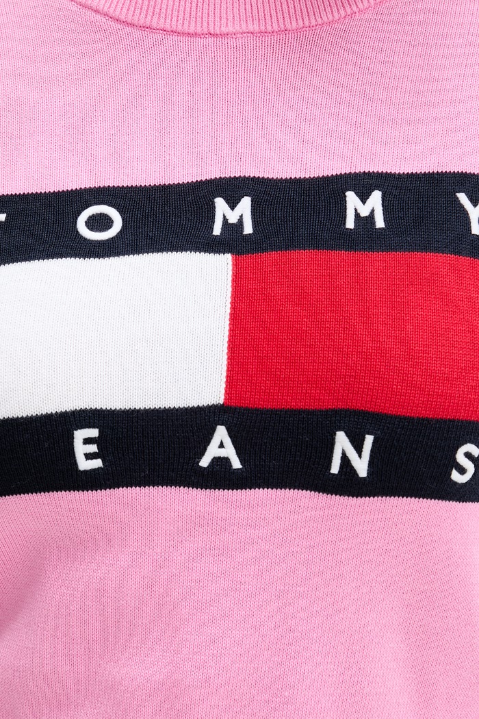 Tommy Jeans πουλόβερ γυναικείο βαμβακερό DW0DW22930 ροζ