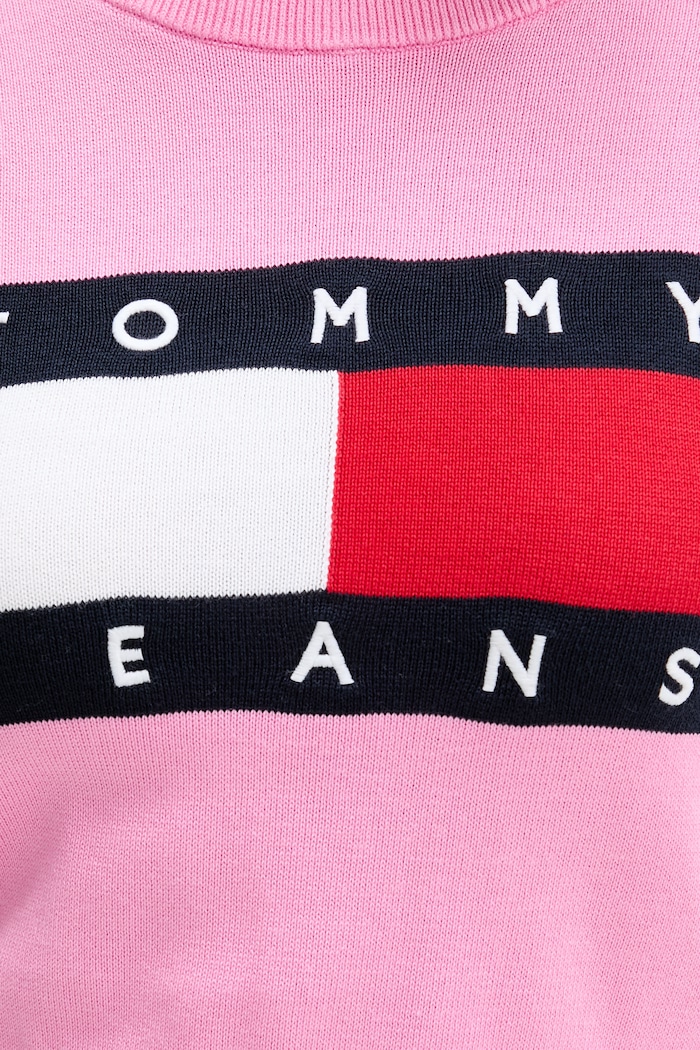 Tommy Jeans πουλόβερ γυναικείο βαμβακερό DW0DW22930 ροζ