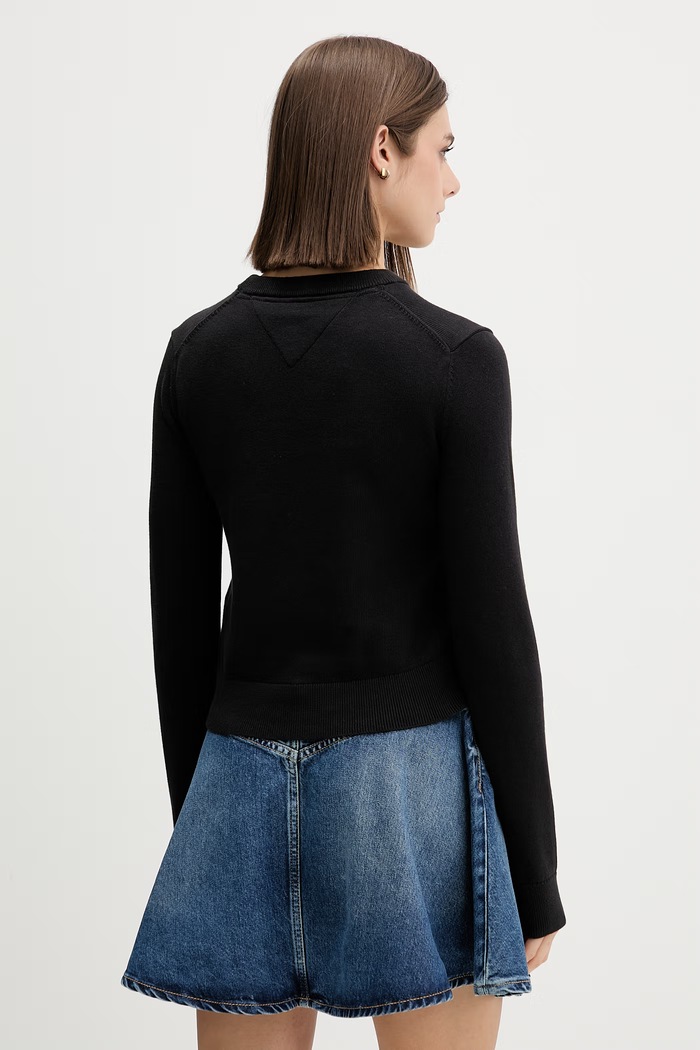 Ρούχα Tommy Jeans πουλόβερ γυναικείο βαμβακερό DW0DW22930 μαύρο