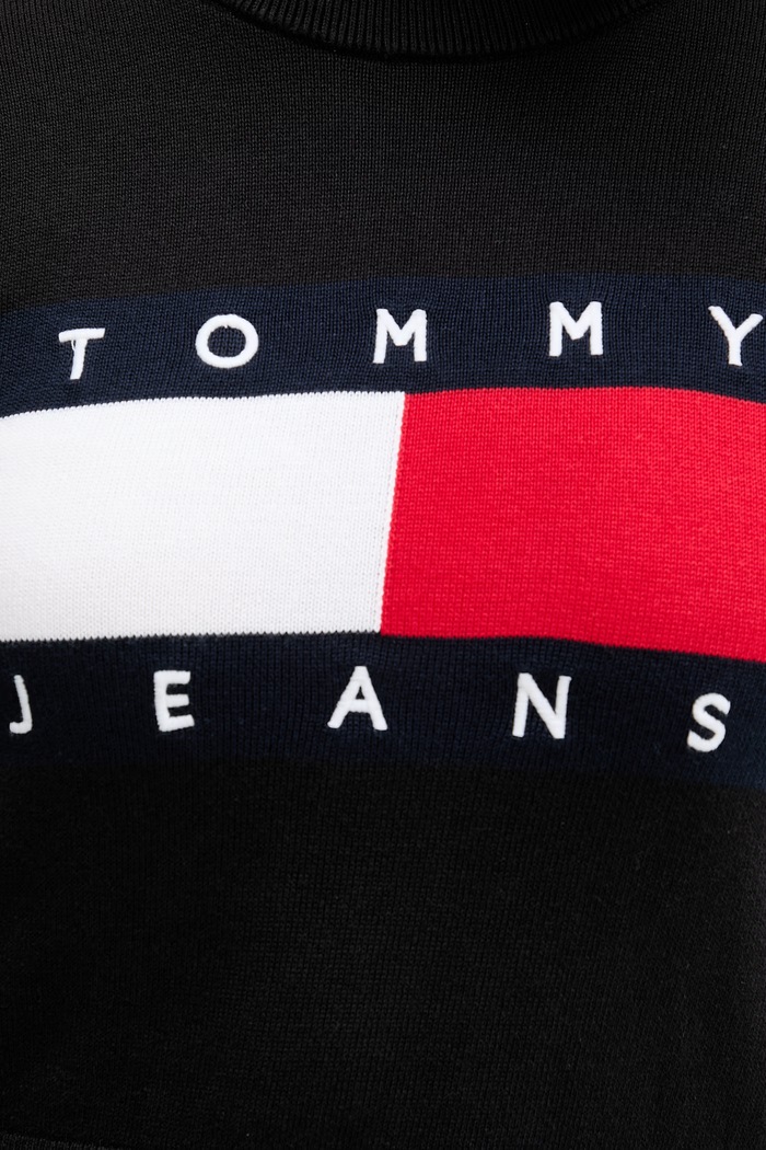 Tommy Jeans πουλόβερ γυναικείο βαμβακερό DW0DW22930 μαύρο