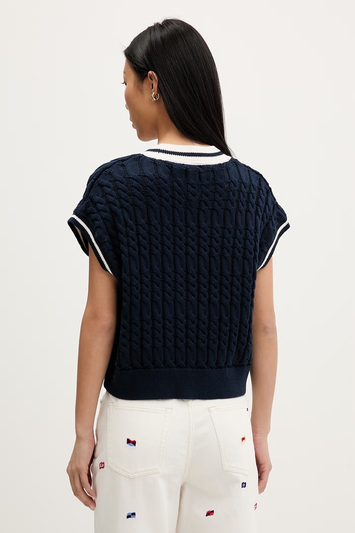 Odzież Tommy Jeans kamizelka damska bawełniana DW0DW22927 granatowy