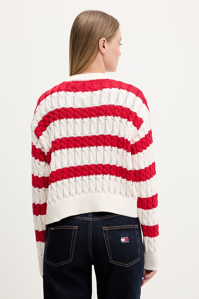 Îmbrăcăminte Tommy Jeans pulover pentru femei, din bumbac DW0DW22926 rosu