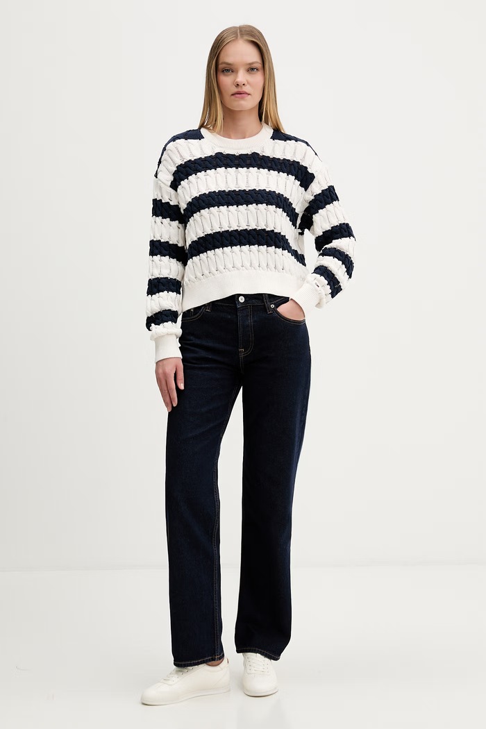 Tommy Jeans pulover pentru femei, din bumbac DW0DW22926 bleumarin AW26