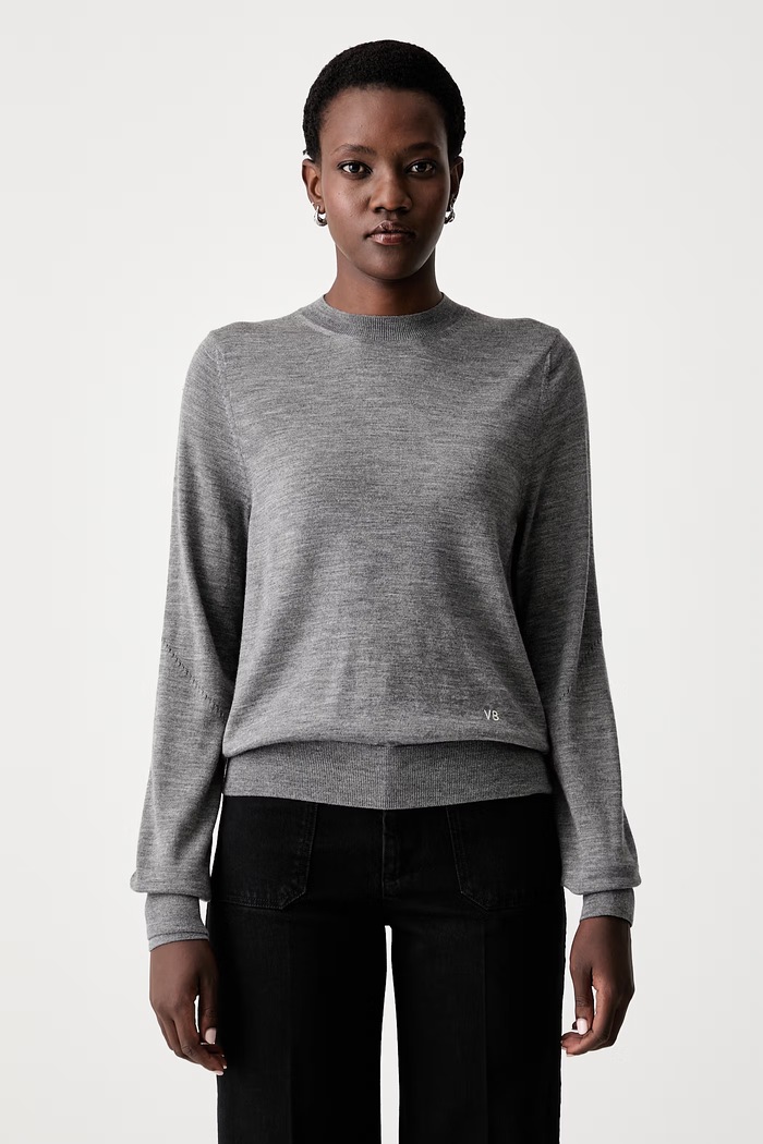 Victoria Beckham sweter damski z wełną merino Austen szary 1124KJU005225A