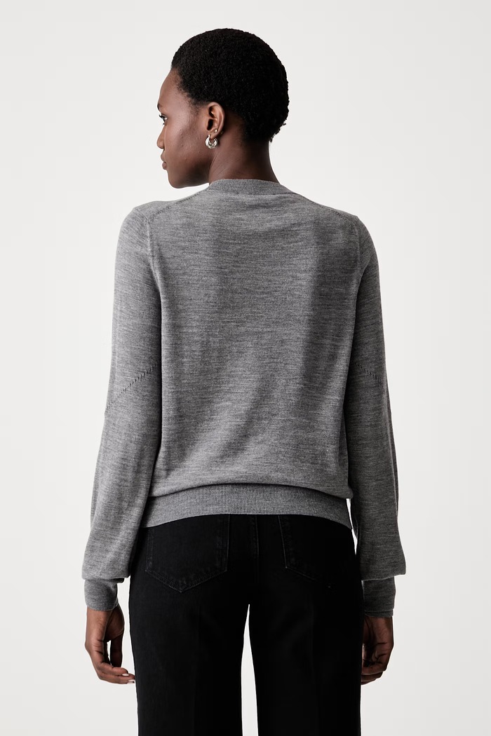 Odzież Victoria Beckham sweter damski z wełną merino Austen 1124KJU005225A szary