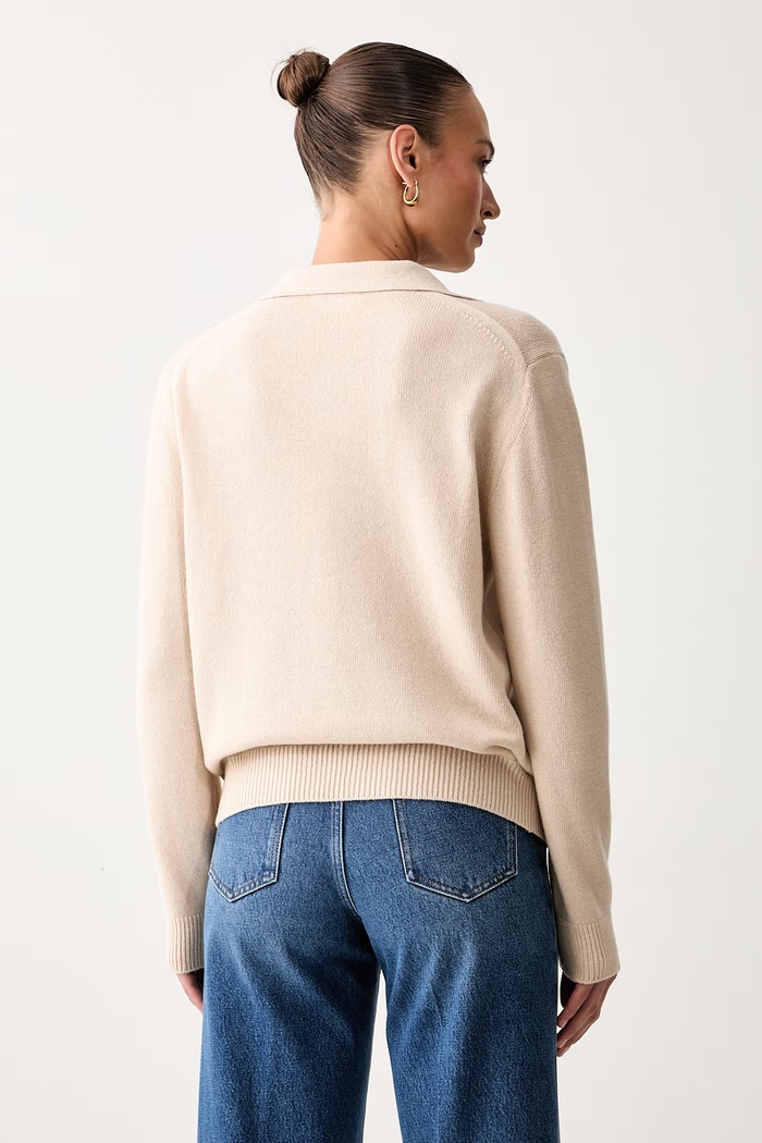Odzież Victoria Beckham sweter damski z wełną 1326KJU007475A beżowy