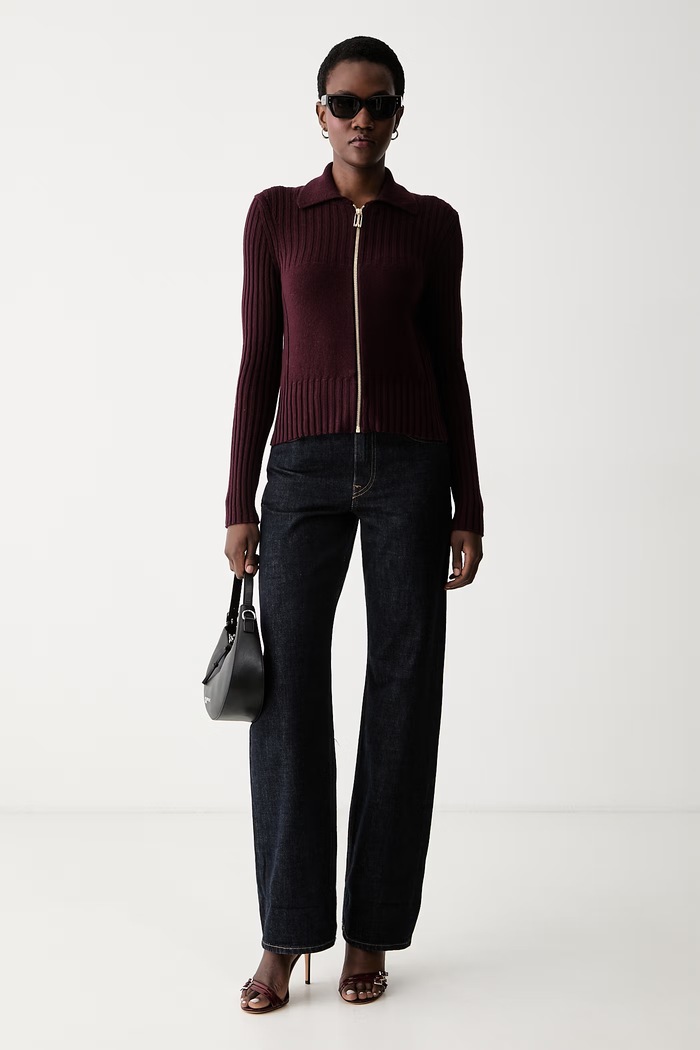 Victoria Beckham kardigan damski z wełną 1326KJU007313A bordowy AW26