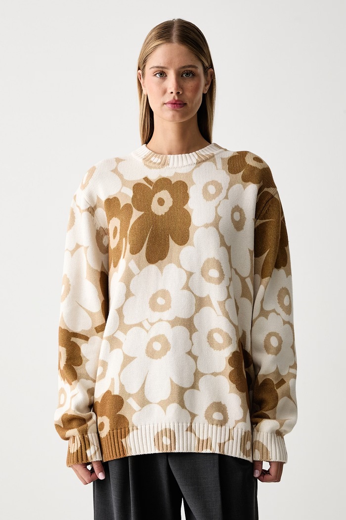 Marimekko Pulover ženski bombažen bež 096089
