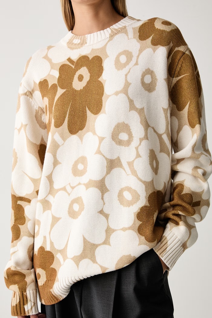 Pulover ženski bombažen Marimekko 096089 bež