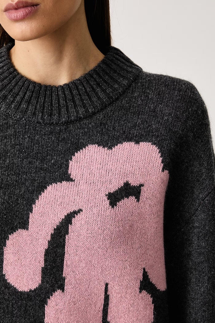 Sweter damski z wełną Marimekko 096084 szary