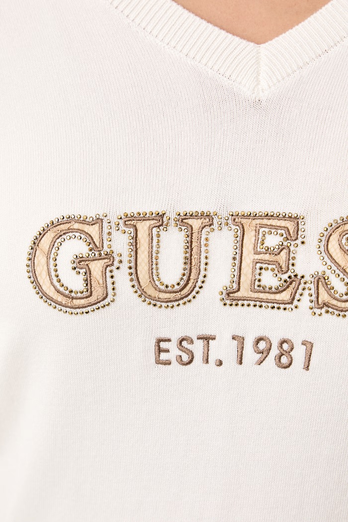 Пуловер дамски с вискоза HANNAH Guess бежов W6BR55.Z1456
