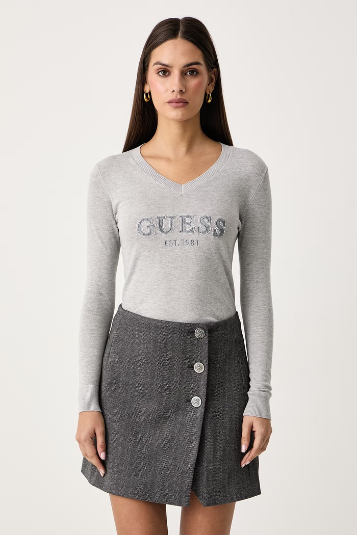 Guess Sweter damski z wiskozy HANNAH szary W6BR55.Z1456