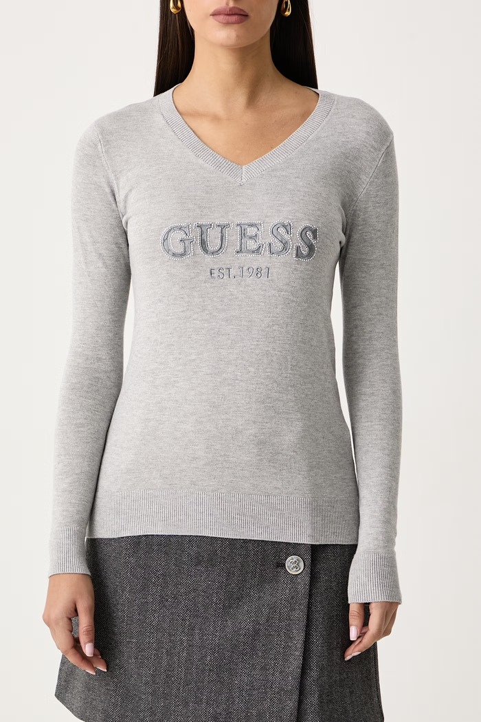 Sweter damski z wiskozy HANNAH Guess W6BR55.Z1456 szary