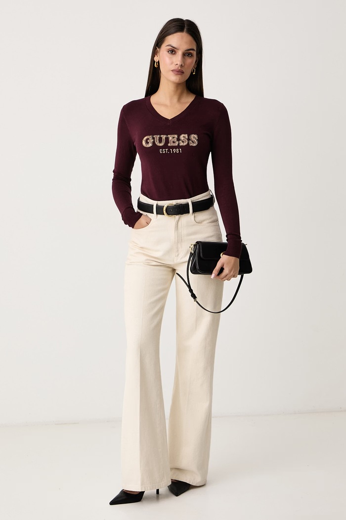 Guess Sweter damski z wiskozy HANNAH W6BR55.Z1456 bordowy AW26