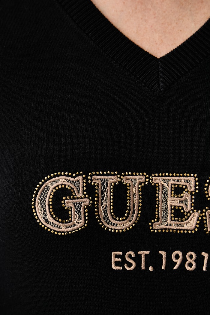 Пуловер дамски с вискоза HANNAH Guess черен W6BR55.Z1456