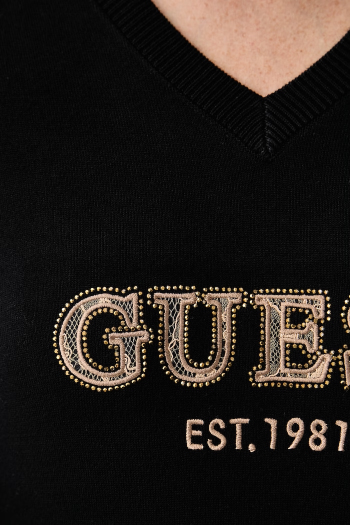 Пуловер дамски с вискоза HANNAH Guess черен W6BR55.Z1456