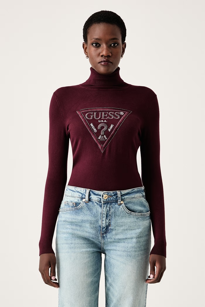 Guess Sweter damski z wiskozą HALLIE bordowy W6BR54.Z1455