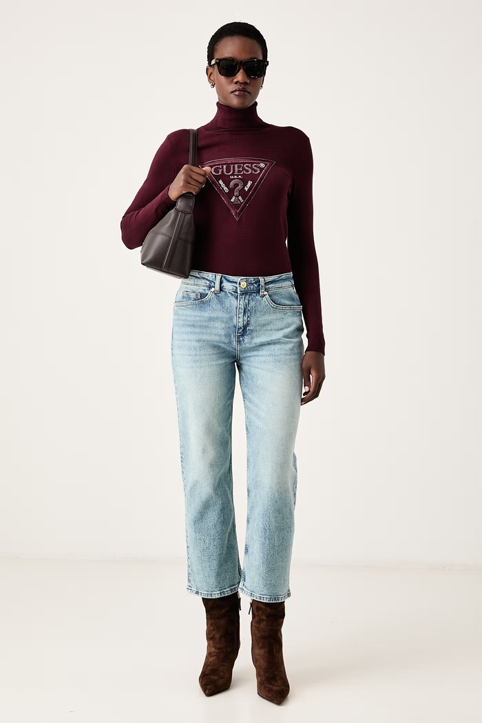 Guess Sweter damski z wiskozą HALLIE W6BR54.Z1455 bordowy AW26
