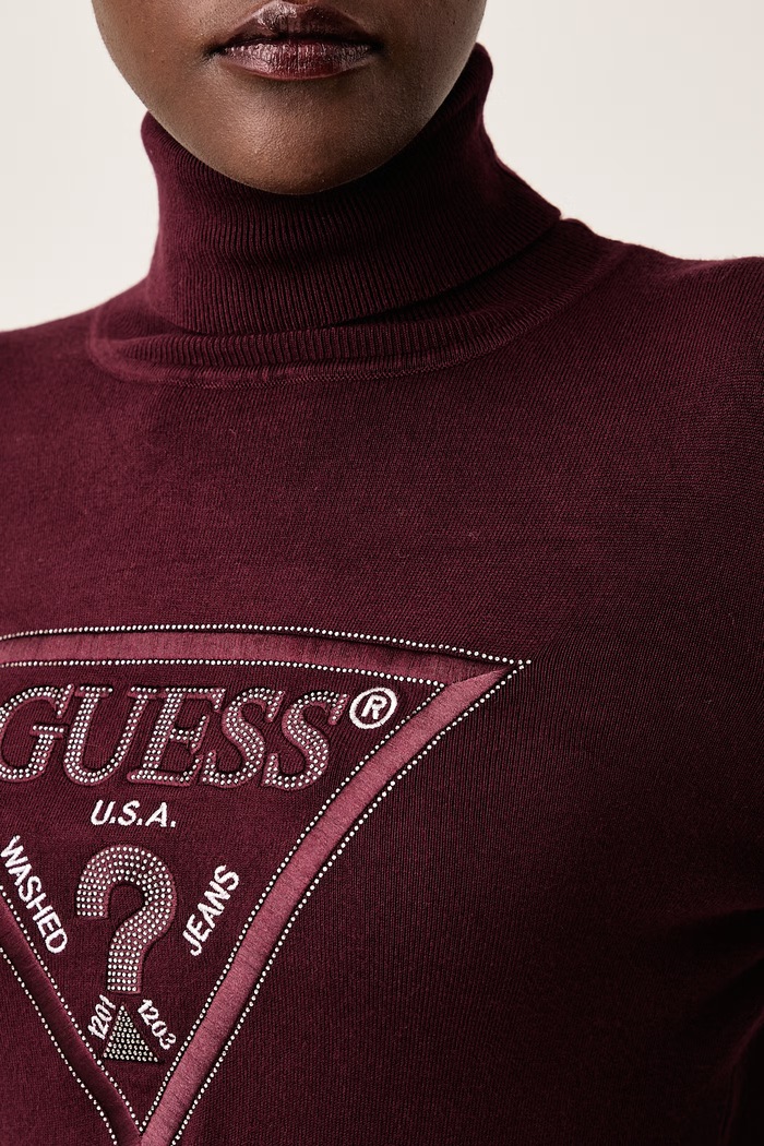 Sweter damski z wiskozą HALLIE Guess W6BR54.Z1455 bordowy