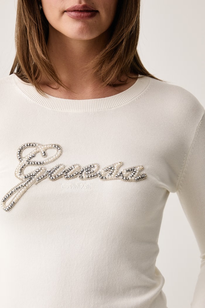 Sweter damski z wiskozą GEORGIA Guess W6BR53.Z1454 beżowy