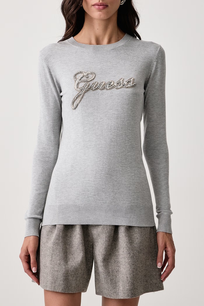 Sweter damski z wiskozą GEORGIA Guess W6BR53.Z1454 szary