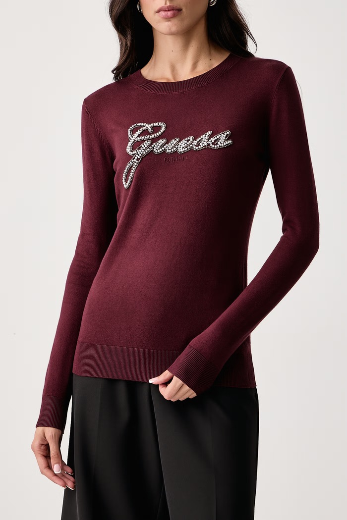 Sweter damski z wiskozą GEORGIA Guess W6BR53.Z1454 bordowy