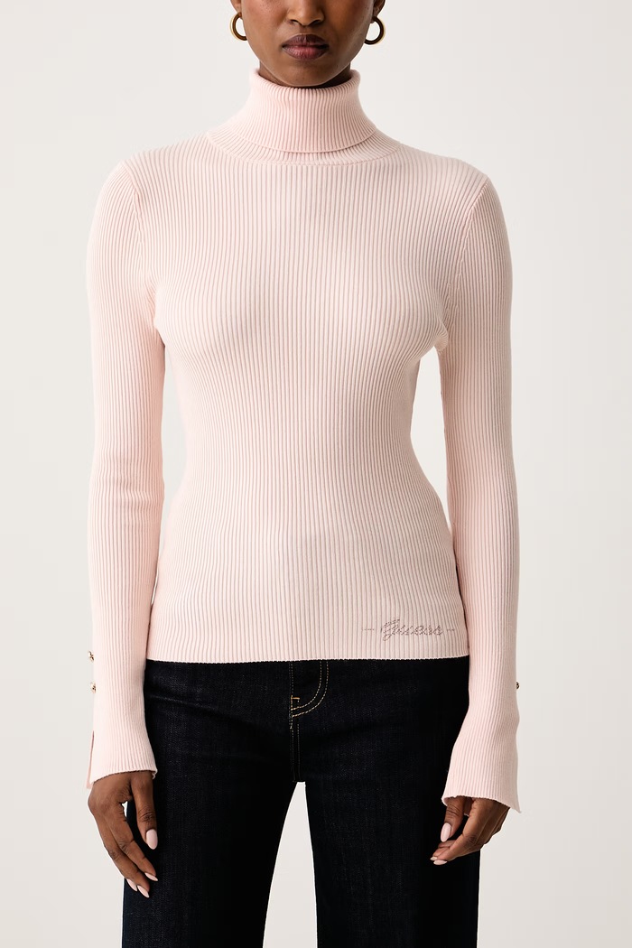 Dolčevita za žene s viskozom ELLIE Guess W6BR29.Z1417 roza