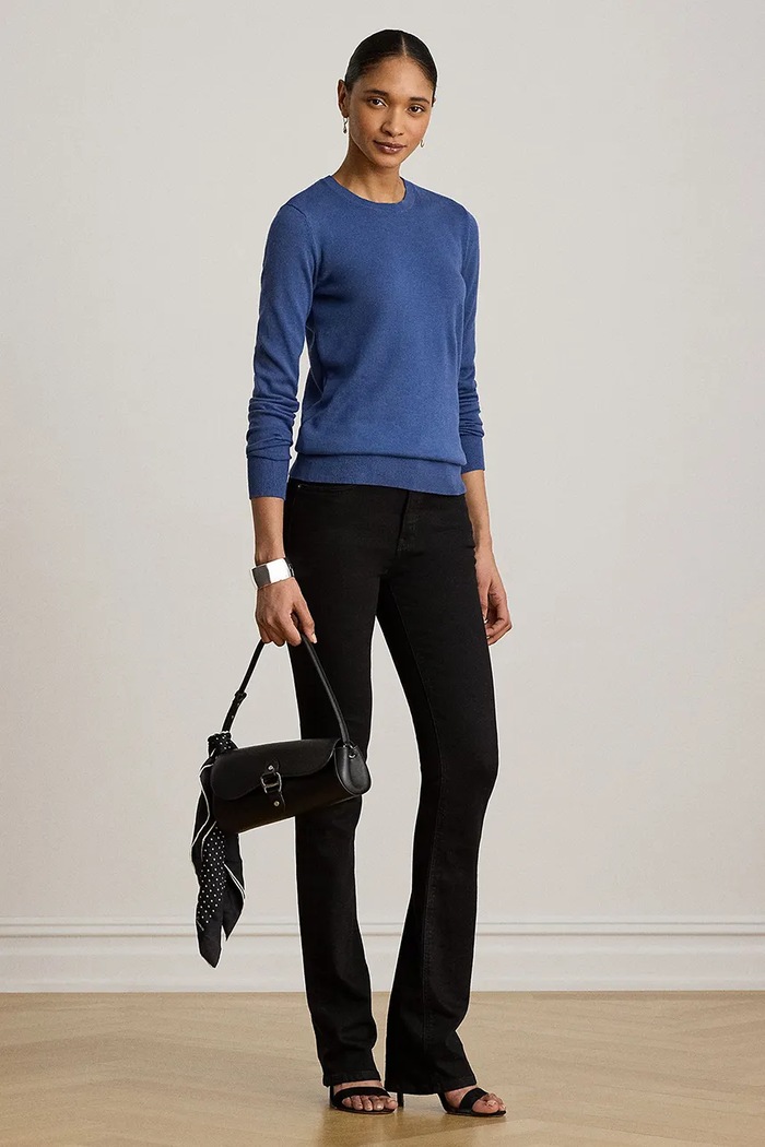 Odzież Lauren Ralph Lauren sweter damski z modalem 200B22252 niebieski