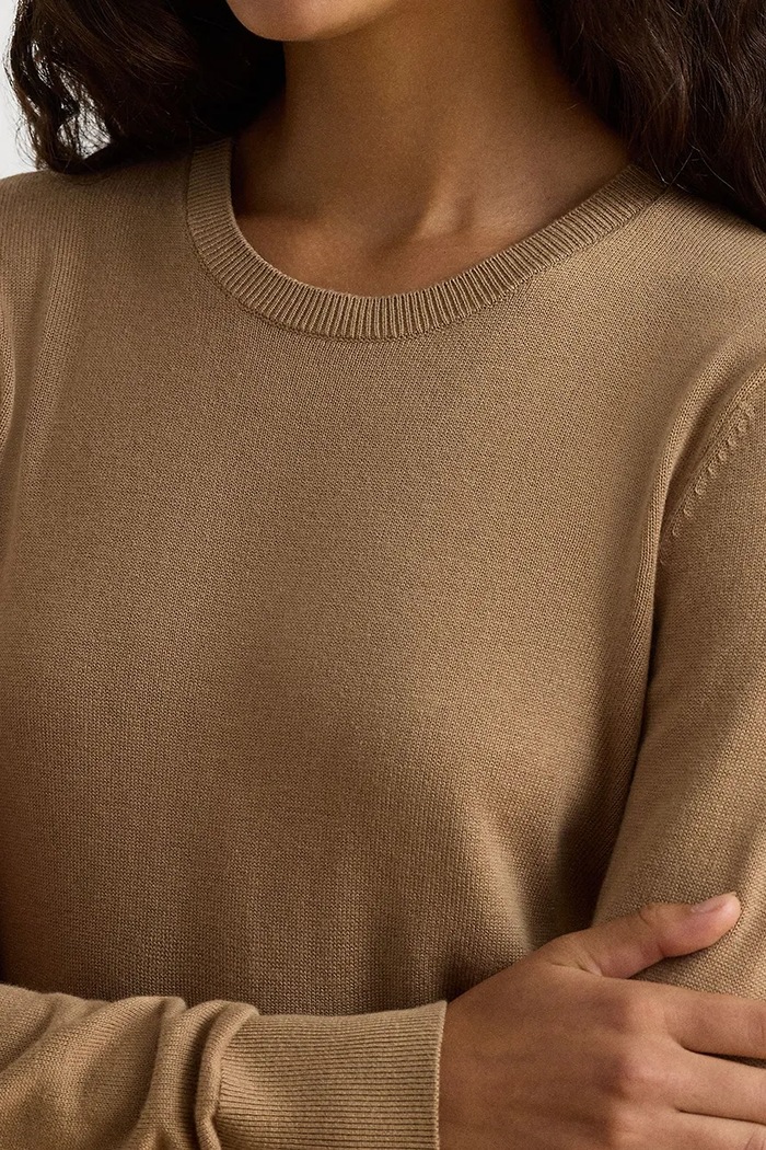 Sweter damski z modalem Lauren Ralph Lauren 200B22252 brązowy