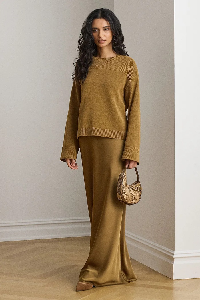 Lauren Ralph Lauren sweter damski z bawełną 200B20915 brązowy