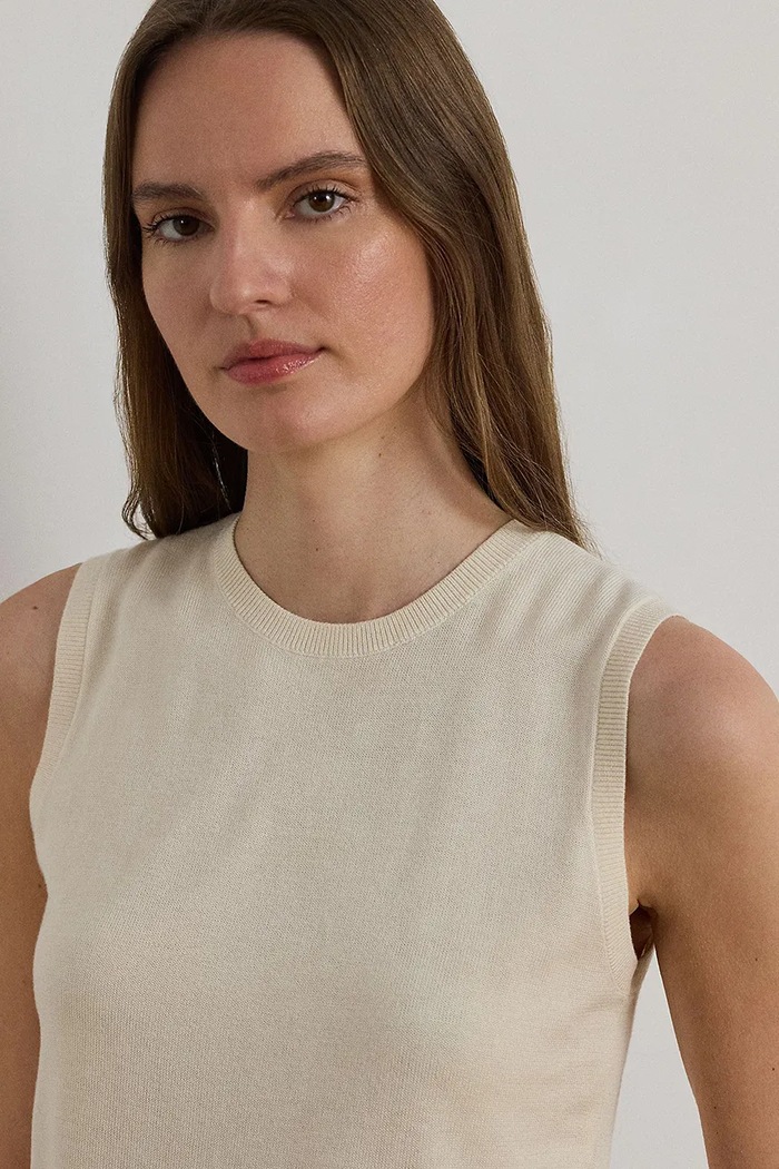 Lauren Ralph Lauren golf damski z dodatkiem jedwabiu beżowy 200P14537