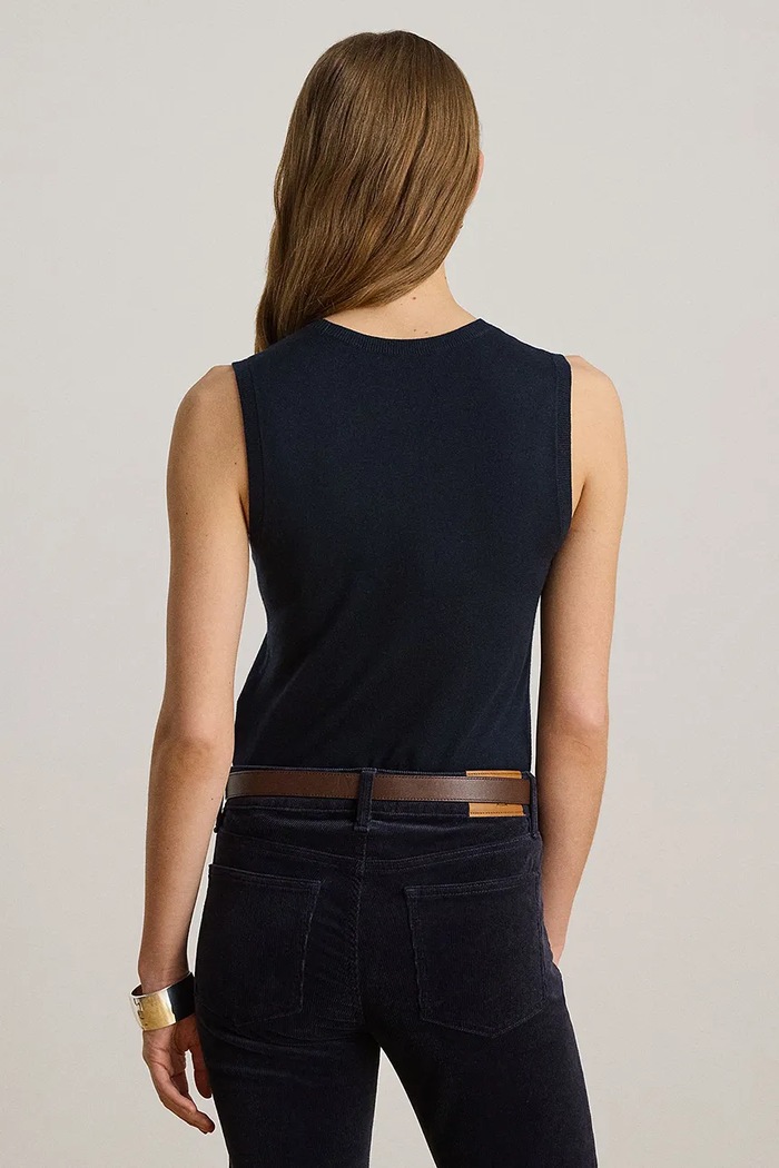 Lauren Ralph Lauren golf damski z dodatkiem jedwabiu 200P14537 granatowy AW26