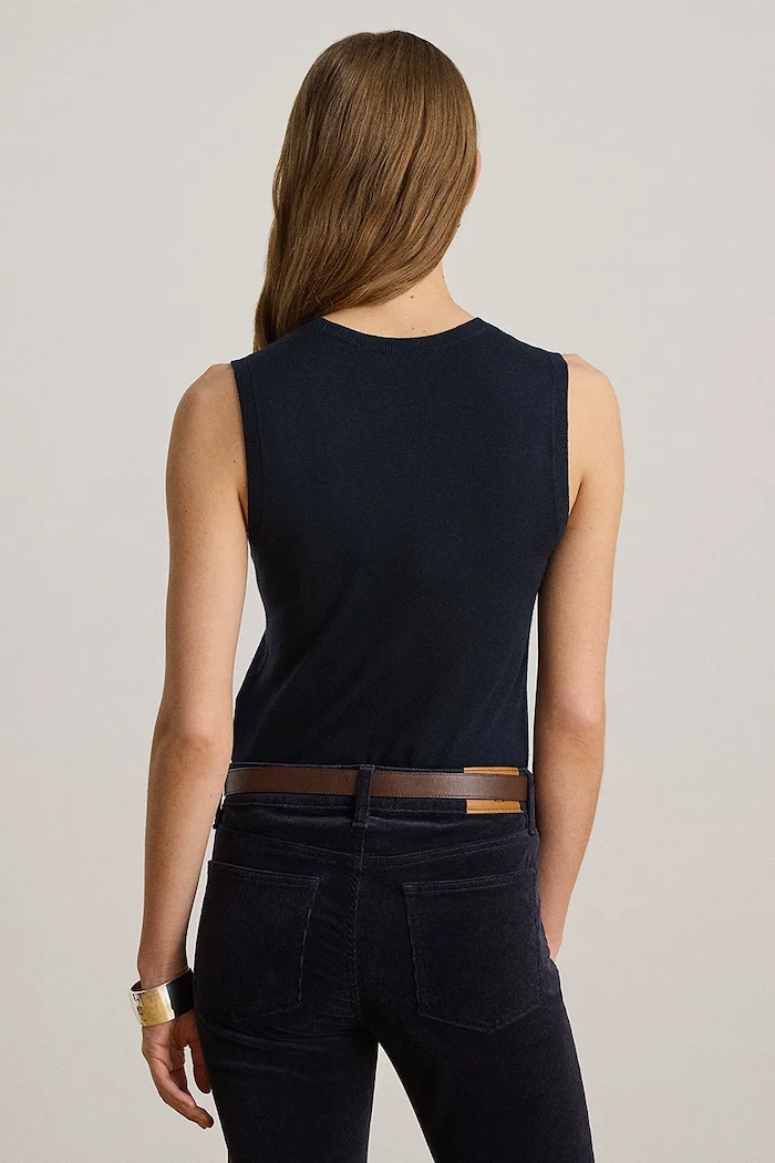 Lauren Ralph Lauren golf damski z dodatkiem jedwabiu 200P14537 granatowy AW26