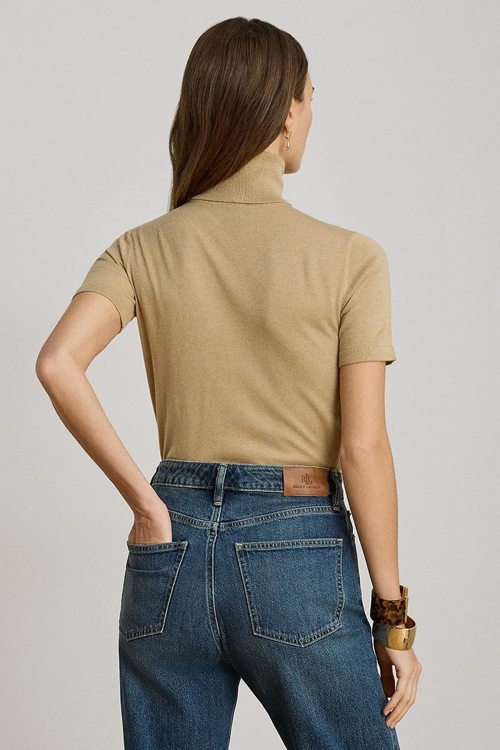 Lauren Ralph Lauren golf damski z dodatkiem jedwabiu 200P14060 beżowy AW26